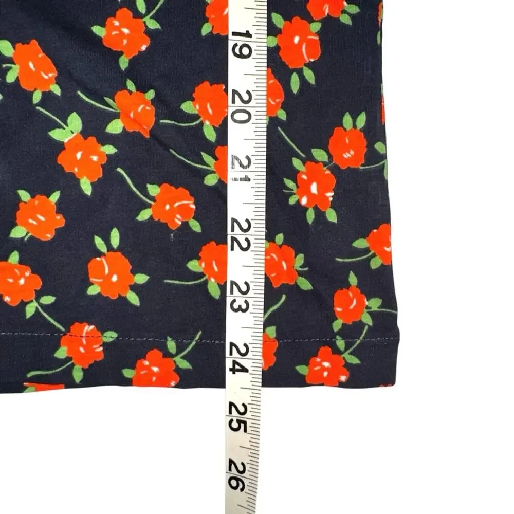 NWOT J. Crew Tissue Navy and Orange Floral Long Sleeve Turtleneck SMALL